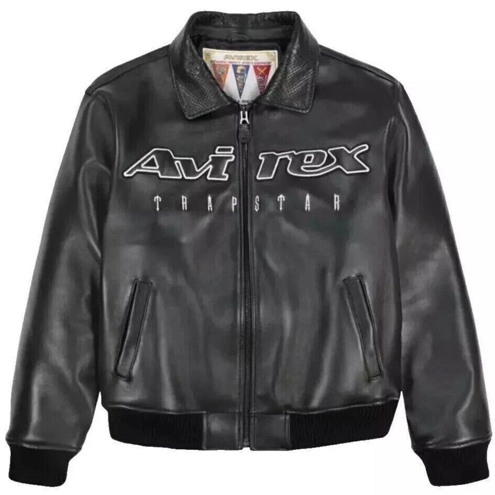 NEW Avirex x Trapstar Leather Bomber Jacket – Black – Limited Edition XL